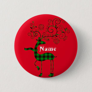 Chapa Redonda De 5 Cm Deer Thunder_Cove de Navidades con mango de búfal