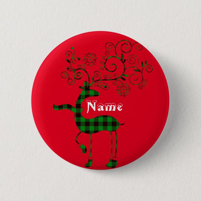 Chapa Redonda De 5 Cm Deer Thunder_Cove, Navidades con manto de búfalo (Anverso)