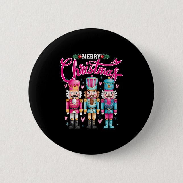 Chapa Redonda De 5 Cm Deez Nuts Nutcracker Feliz Navidad Paja (Anverso)