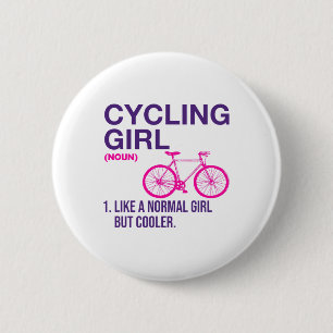 Chapa Redonda De 5 Cm Definición de chica ciclista ciclista bicicleta de