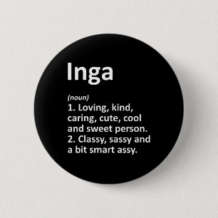 Chapa Redonda De 5 Cm Definición de Inga Nombre Personalizado Cumpleaños