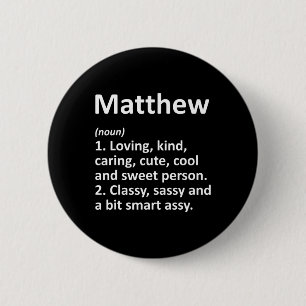 Chapa Redonda De 5 Cm Definición de Matthew Nombre Personalizado Cumplea