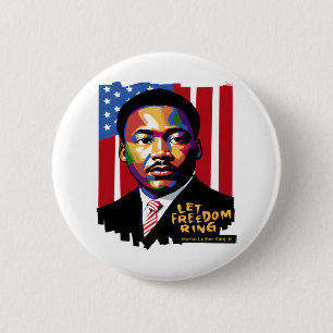 Chapa Redonda De 5 Cm Dejar que suene la libertad, cita de MLK, historia