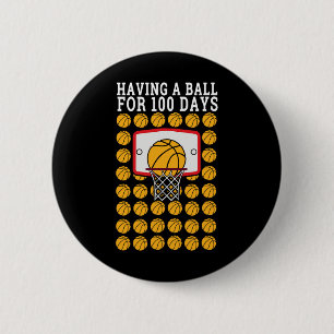 Chapa Redonda De 5 Cm Del 100° Día de la Escuela 100 Ball Sports Basketb
