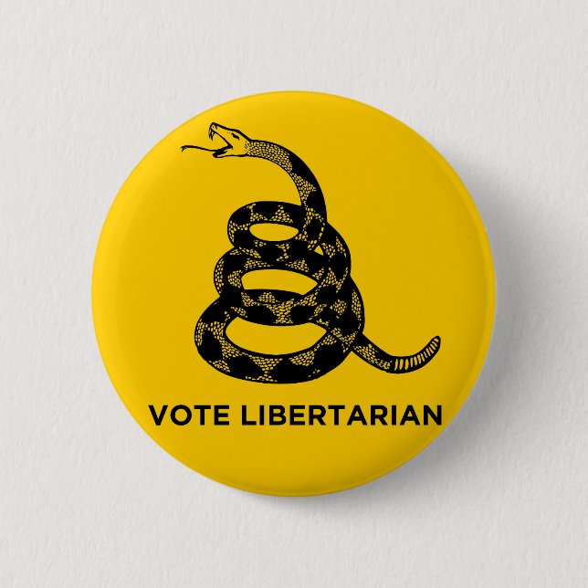Chapa Redonda De 5 Cm Del "botón libertario del voto" de Gadsden (Anverso)