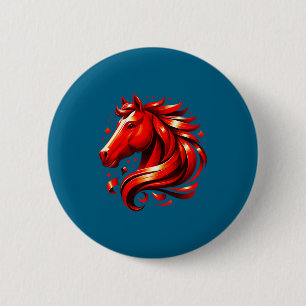 Chapa Redonda De 5 Cm Del Caballo del Zodiaco Chino
