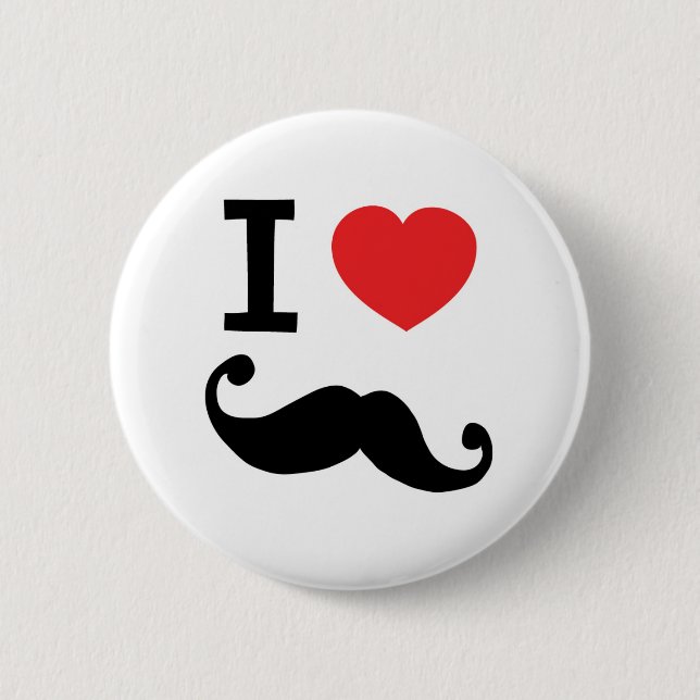 Chapa Redonda De 5 Cm Del corazón I bigote twirly (Anverso)