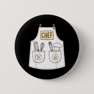 Chapa Redonda De 5 Cm Delantal de Chef Divertido Mono Cocina Costume