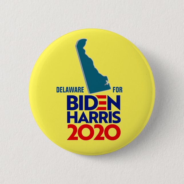 Chapa Redonda De 5 Cm Delaware para Biden Harris 2020 (Anverso)