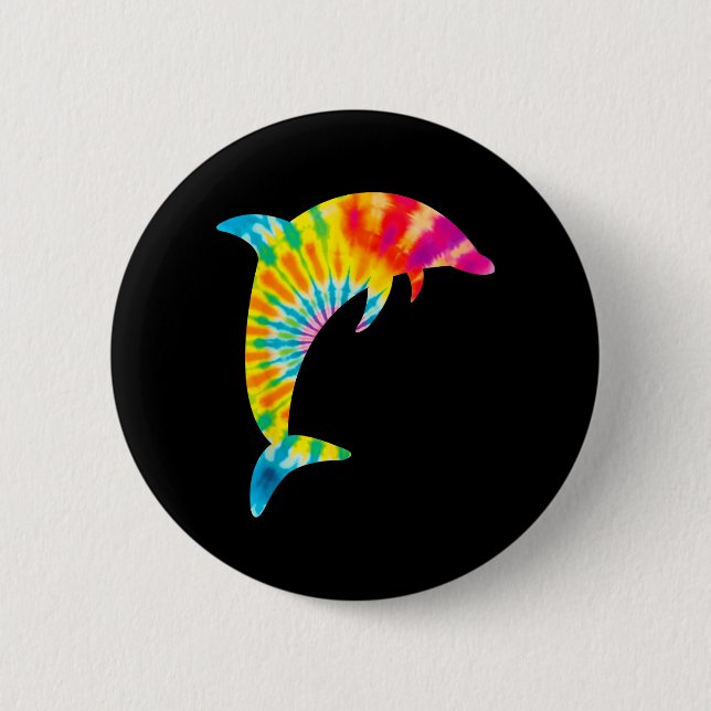 Chapa Redonda De 5 Cm Delfín Tie Dye (Anverso)