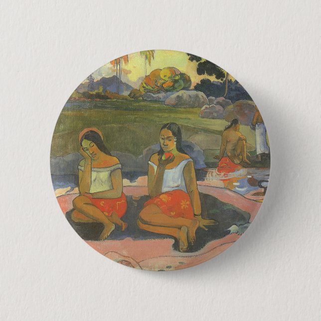 Chapa Redonda De 5 Cm Deliciosa Somnolencia por Paul Gauguin, Arte Antig (Anverso)