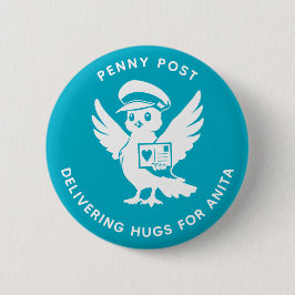 Chapa Redonda De 5 Cm Delivering Hugs Penny Post Bird