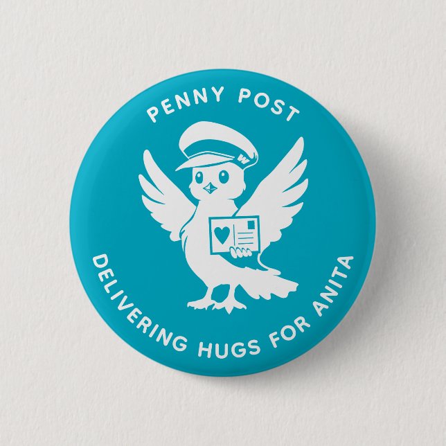 Chapa Redonda De 5 Cm Delivering Hugs Penny Post Bird (Anverso)
