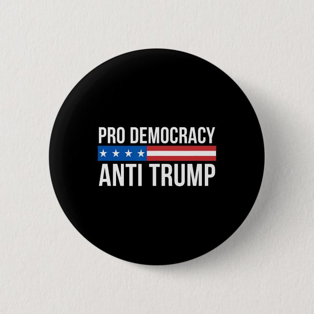 Chapa Redonda De 5 Cm Democracia - Anti Trump - (Anverso)