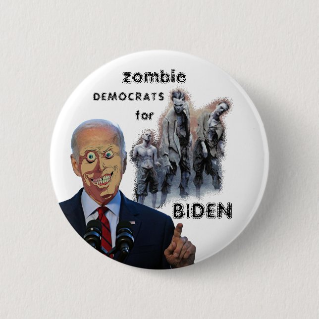 Chapa Redonda De 5 Cm demócratas zombis para Biden (Anverso)