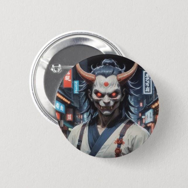 Chapa Redonda De 5 Cm Demon Samurai (Anverso y reverso)