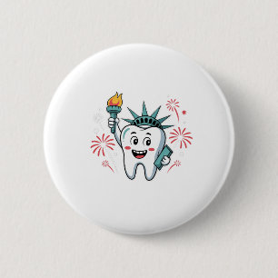 Chapa Redonda De 5 Cm Dental Squad 4 De Julio Dentista Funny Estadounide