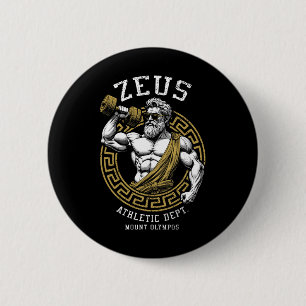 Chapa Redonda De 5 Cm Departamento atlético Zeus Gym Funny Greek God Wor