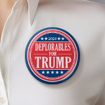 Chapa Redonda De 5 Cm Deplorables para Donald Trump - 2024<br><div class="desc">Un diseño gracioso que dice a todos que eres deplorable para Trump. Un diseño de campaña para la candidatura republicana en las elecciones presidenciales de 2024. Los colores son tradicionales rojo,  blanco y azul.</div>