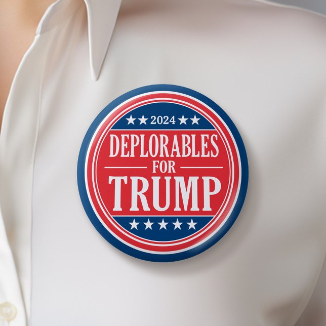 Chapa Redonda De 5 Cm Deplorables para Donald Trump - 2024 (Trump Campaign Button - Great Rally button for the Next Election)