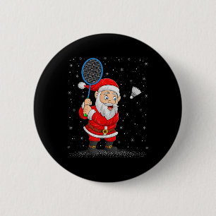 Chapa Redonda De 5 Cm Deportes de bádminton Santa Claus jugando bádminto