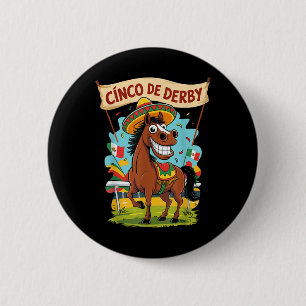 Chapa Redonda De 5 Cm Derby De Mayo, Carreras de caballos divertida