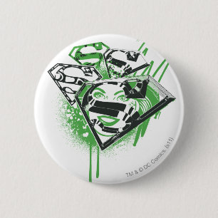 Chapa Redonda De 5 Cm Derramamientos del verde de Supergirl