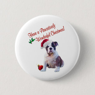 Chapa Redonda De 5 Cm Deseos del bulldog para el navidad maravilloso de