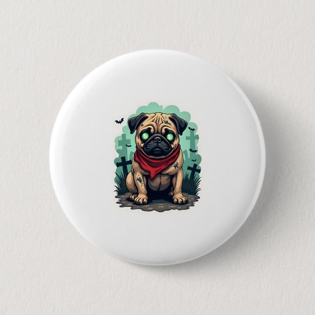 Chapa Redonda De 5 Cm Desfile de Pug Zombie (Anverso)