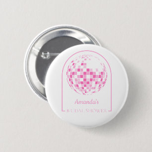 Chapa Redonda De 5 Cm Despedida de soltera Disco Boogie Rosa Claro