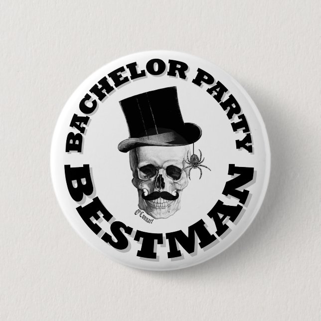 Chapa Redonda De 5 Cm Despedida de soltero gótica del cráneo del (Anverso)