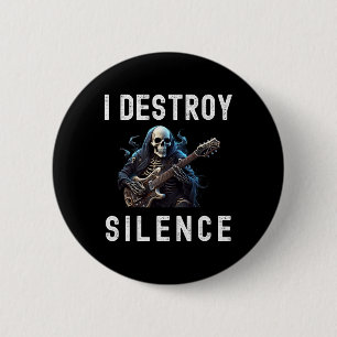 Chapa Redonda De 5 Cm Destroy Silence Ghost Guitar Funny Guitar