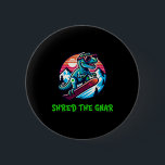 Chapa Redonda De 5 Cm Destruye El Gnar Divertido Dinosaurio T-rex De Sno<br><div class="desc">Destruye El Gnar Divertido Dinosaurio T-rex De Snowboarding Invierno</div>