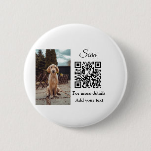 Chapa Redonda De 5 Cm Detalles sencillos del nombre del animal código QR