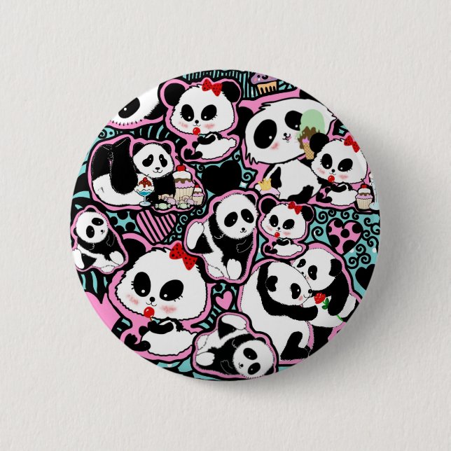 Chapa Redonda De 5 Cm ¡Detén El Panda! Panda Doodles (Anverso)