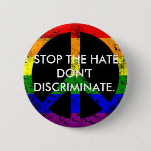 Chapa Redonda De 5 Cm Detener el Odio Anti Discriminación e Igualdad