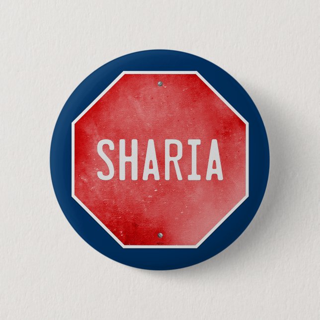 Chapa Redonda De 5 Cm Detengan la Sharia (Anverso)