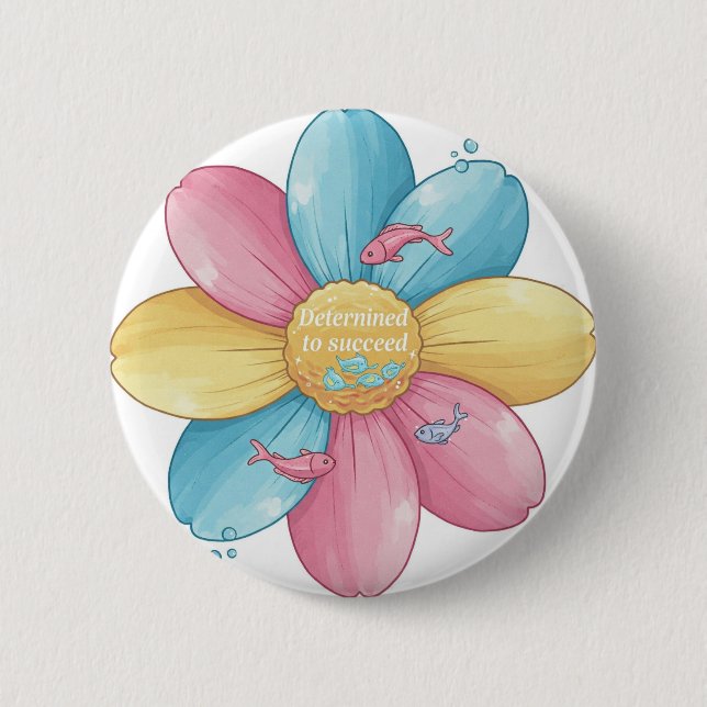 Chapa Redonda De 5 Cm "Determinado al éxito" (Anverso)