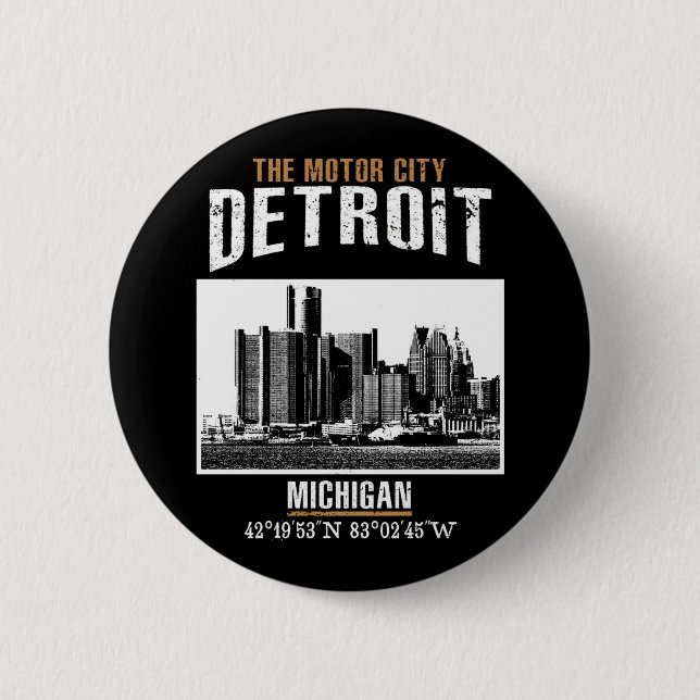 Chapa Redonda De 5 Cm Detroit (Anverso)