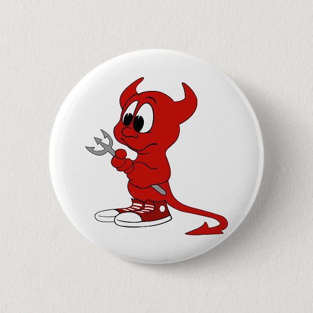 Chapa Redonda De 5 Cm Devil Red Demon Cartoon Satan Evil Hell Heat (Anverso)