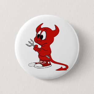 Chapa Redonda De 5 Cm Devil Red Demon Cartoon Satan Evil Hell Heat