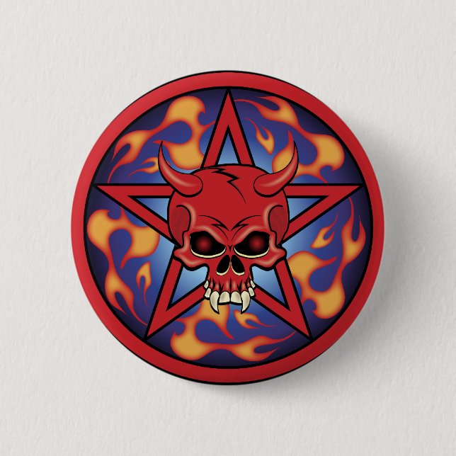 Chapa Redonda De 5 Cm Devil Skull (Anverso)