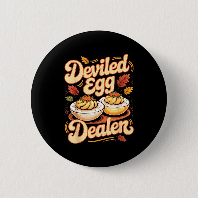 Chapa Redonda De 5 Cm Deviled Egg Er Funny Retro Thanksgiving Food Quote (Anverso)