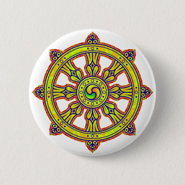 Chapa Redonda De 5 Cm Dharma budista Chakra (Anverso)