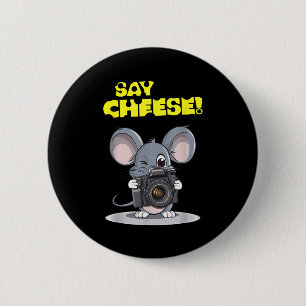 Chapa Redonda De 5 Cm Di Queso Ratón Divertido Fotógrafo Foto Cámara H
