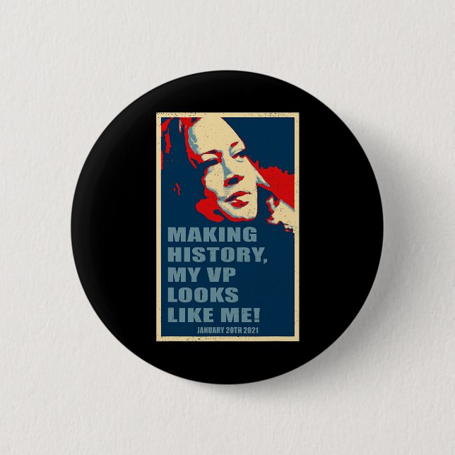 Chapa Redonda De 5 Cm Día 2021 Kamala Harris (Anverso)