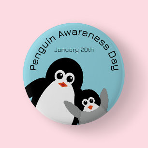Chapa Redonda De 5 Cm Día de concienciación sobre el pingüino azul