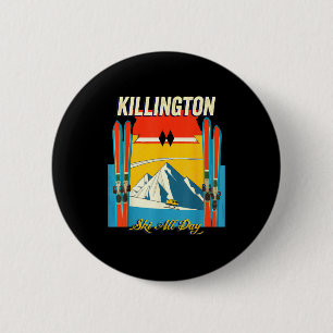 Chapa Redonda De 5 Cm Día de esquí en Killington Vermont - estilo retro