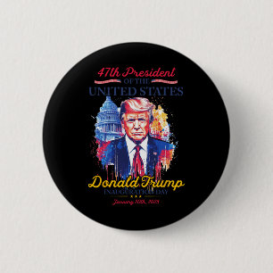 Chapa Redonda De 5 Cm Día de la investidura del presidente Trump EE. UU.