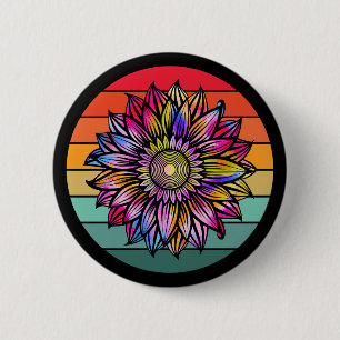 Chapa Redonda De 5 Cm Día de la Madre De Girasol Vintage Regalo Flor Par